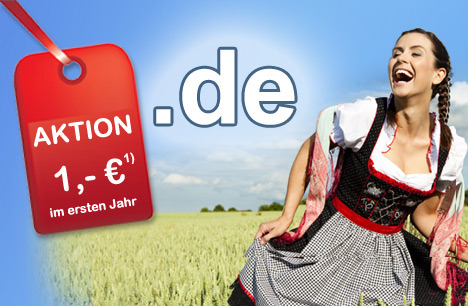 Aktion: .de-Domains für nur 1,- € / Jahr